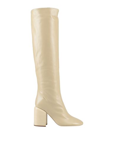 Jil Sander Woman Knee Boots Cream Size 7 Soft Leather In White