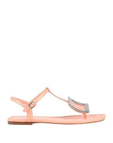 Roger Vivier Woman Thong Sandal Salmon Pink Size 8 Soft Leather