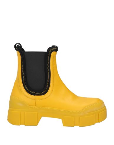 Vic Matie Vic Matiē Woman Ankle Boots Yellow Size 7.5 Soft Leather, Textile Fibers