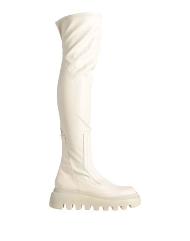 Vic Matie Vic Matiē Woman Boot Cream Size 10 Soft Leather, Textile Fibers
