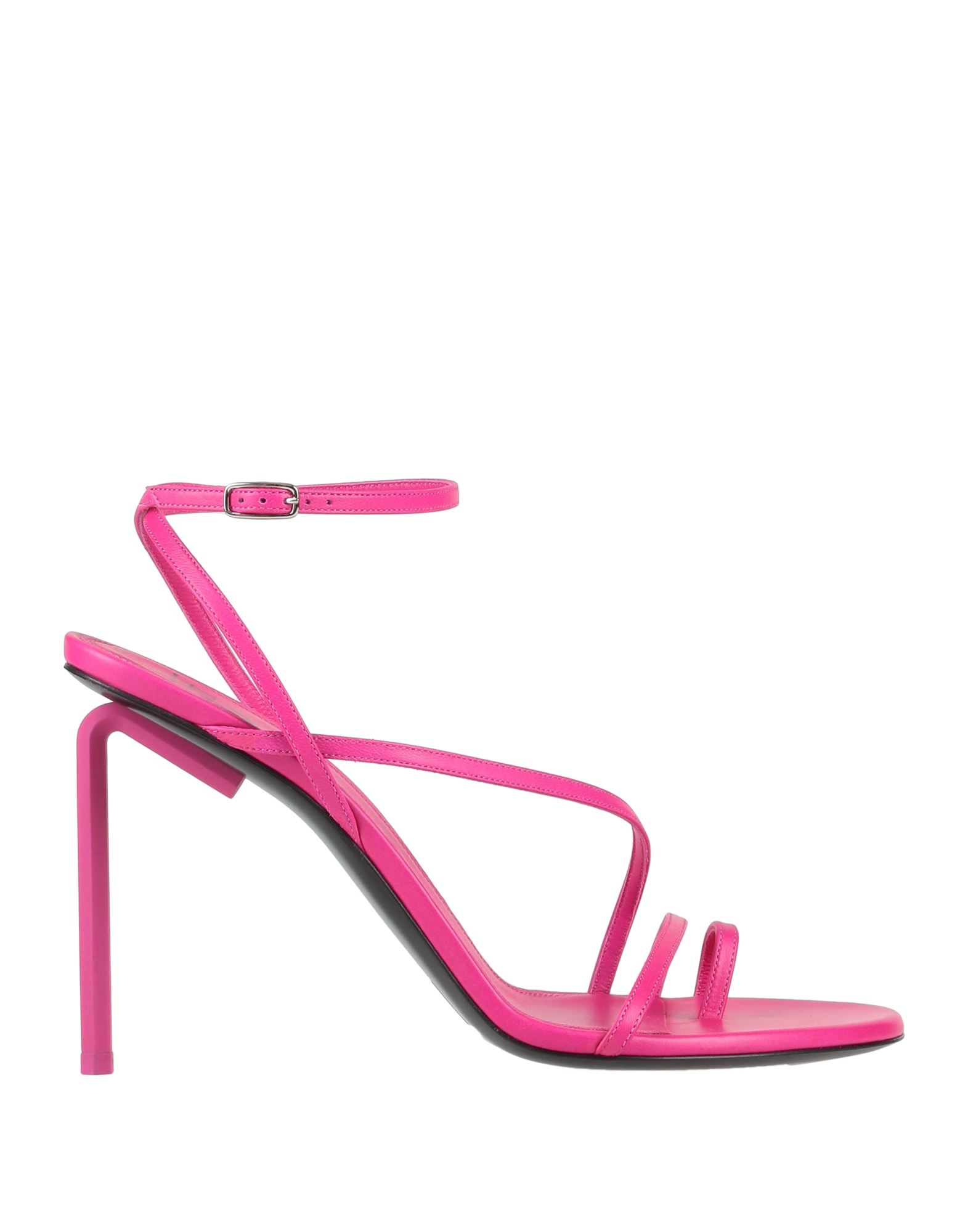 Off-white Woman Toe Strap Sandals Fuchsia Size 6 Soft Leather In Pink