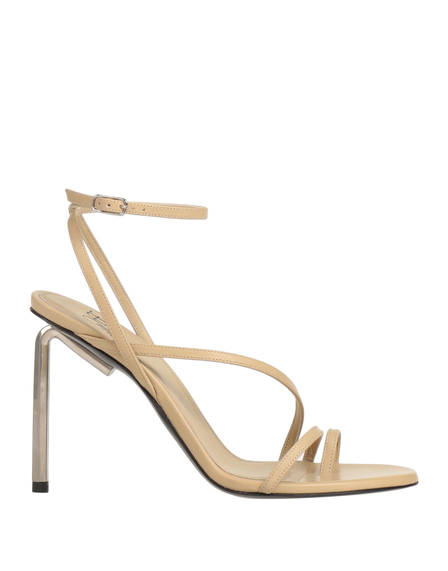 Off-white Woman Toe Strap Sandals Beige Size 5 Soft Leather