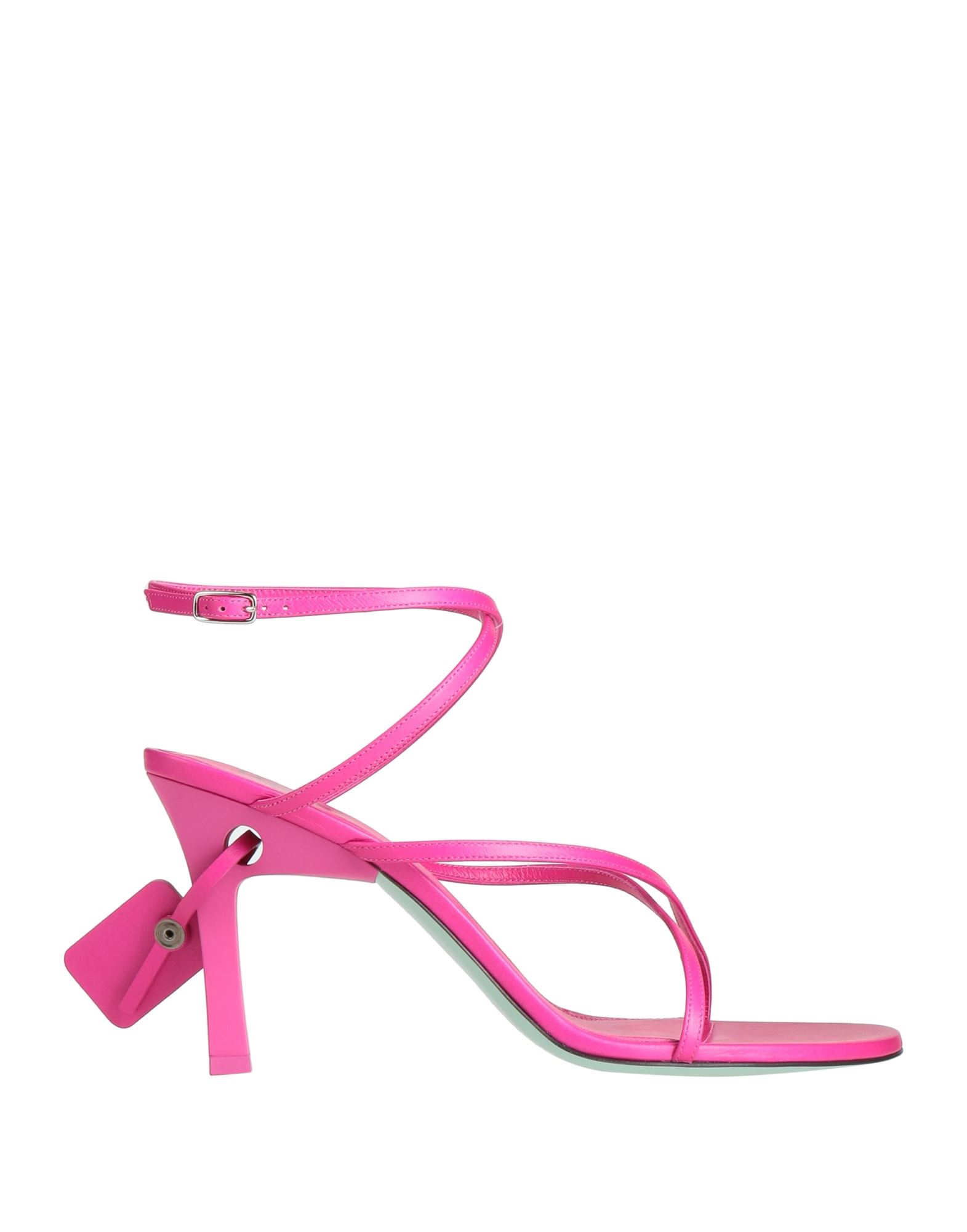 Off-white Woman Sandals Fuchsia Size 5 Soft Leather In Pink