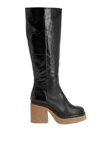 Leather Over-the-knee Boots With Buckle Woman Boot Black Size 7 Calfskin