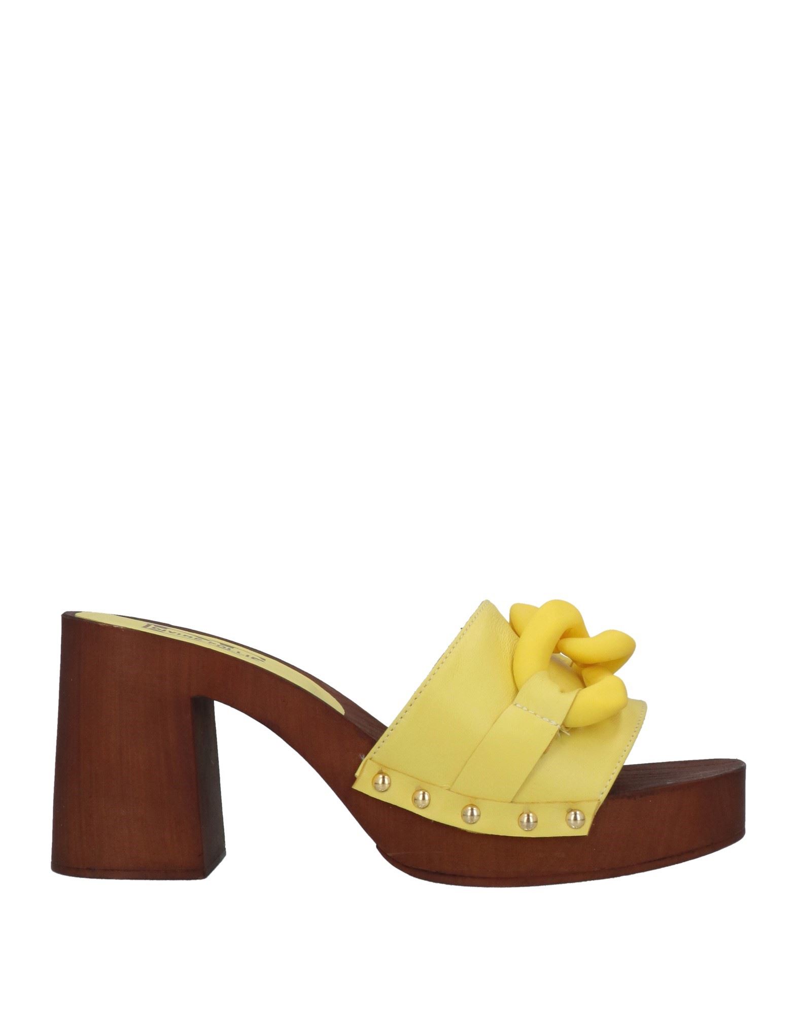 Divine Follie Woman Mules & Clogs Yellow Size 9 Soft Leather