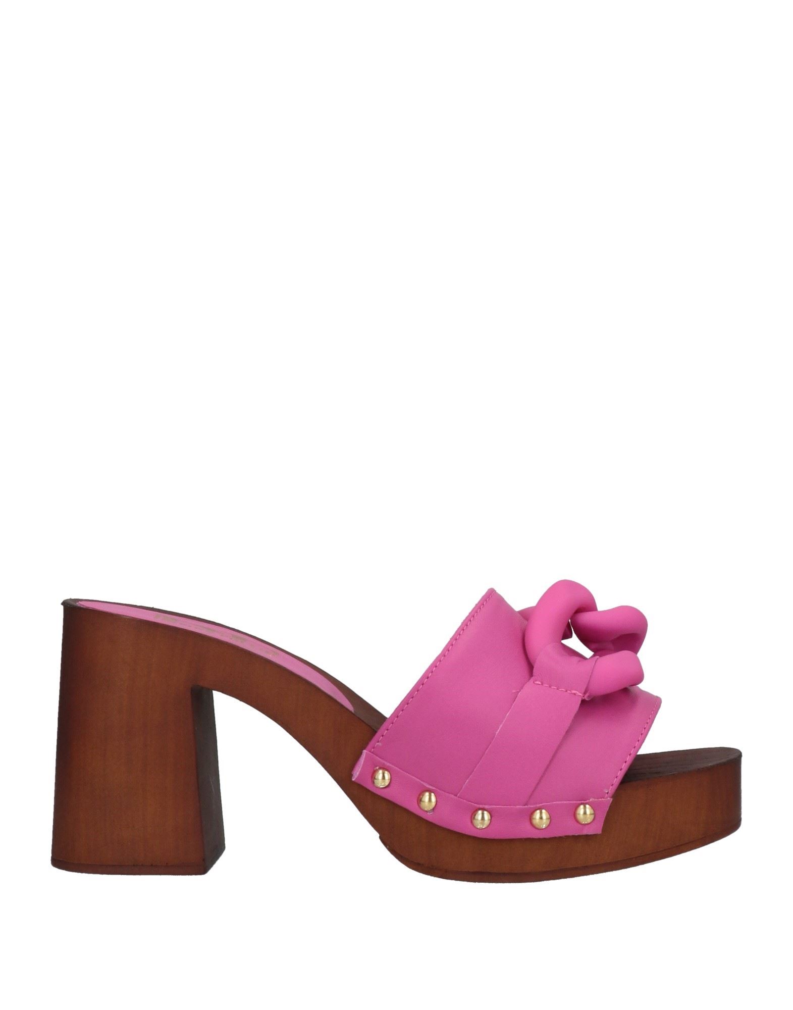 Divine Follie Woman Mules & Clogs Fuchsia Size 7 Soft Leather In Pink
