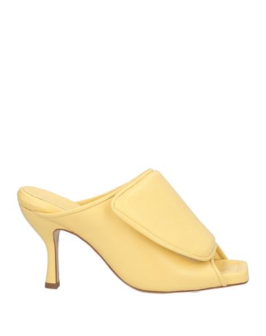 Gia Borghini Woman Sandals Pastel Yellow Size 9.5 Soft Leather In Yellow