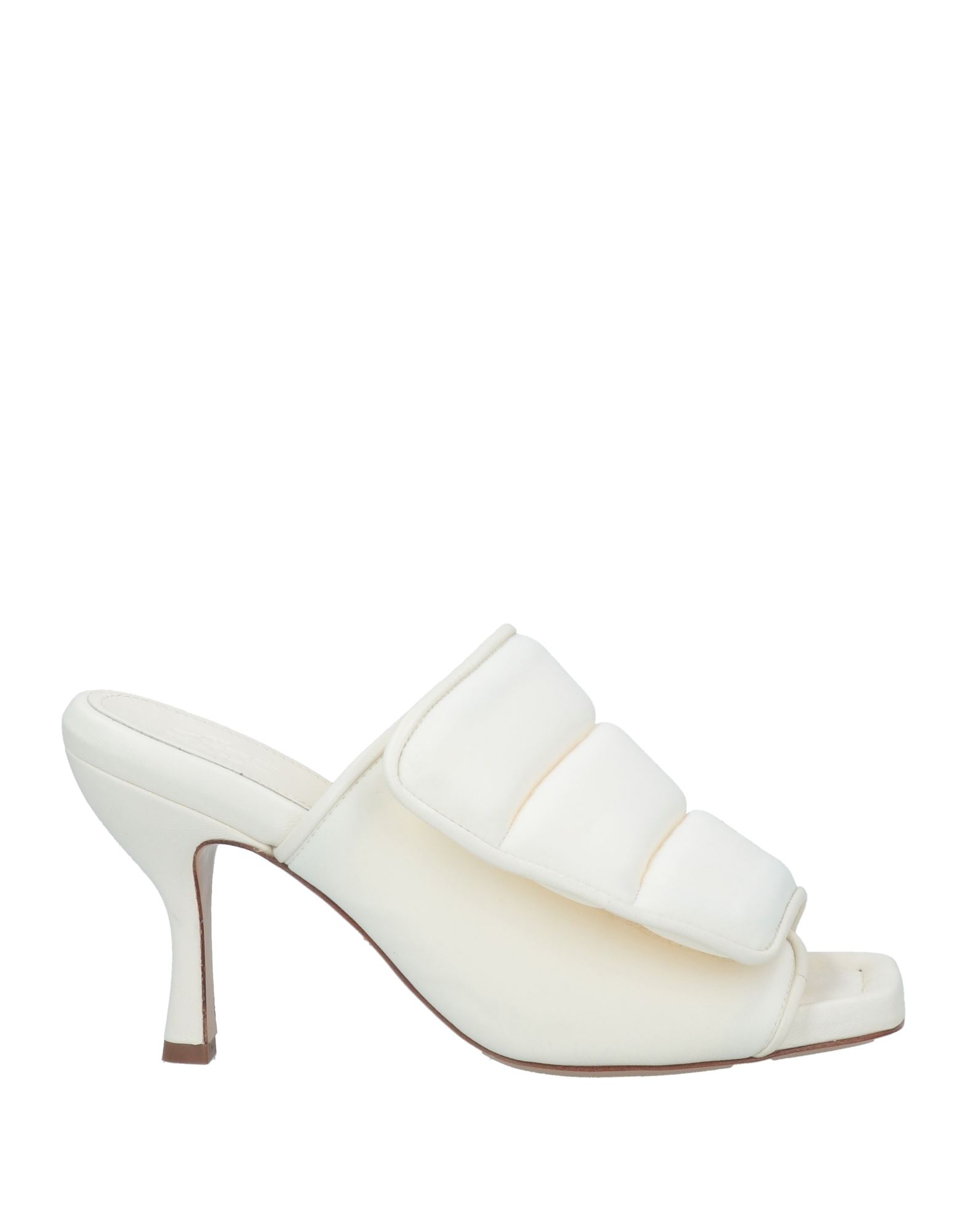 Shop Gia Borghini Woman Sandals Ivory Size 7 Textile Fibers, Soft Leather In White
