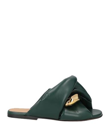 Jw Anderson Woman Sandals Dark Green Size 8 Soft Leather