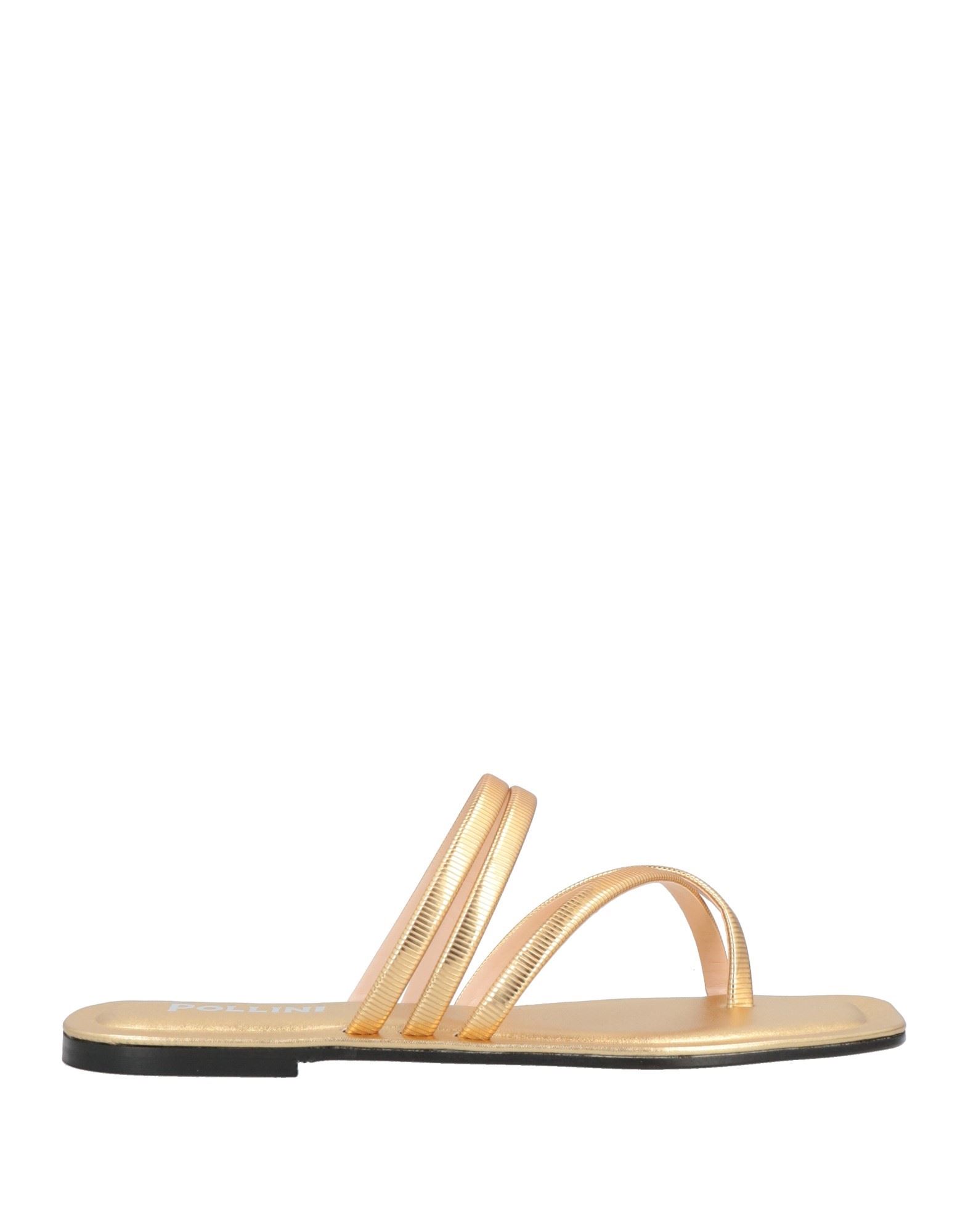 Pollini Toe Strap Sandals In Gold