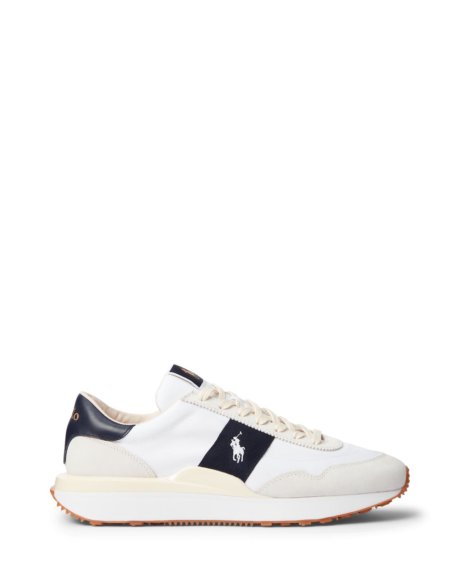 Shop Polo Ralph Lauren Train 89 Suede & Oxford Sneaker Man Sneakers White Size 9 Soft Leather, Textile Fi