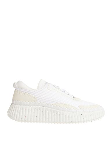 CHLOÉ CHLOÉ WOMAN SNEAKERS WHITE SIZE 11 TEXTILE FIBERS, SOFT LEATHER