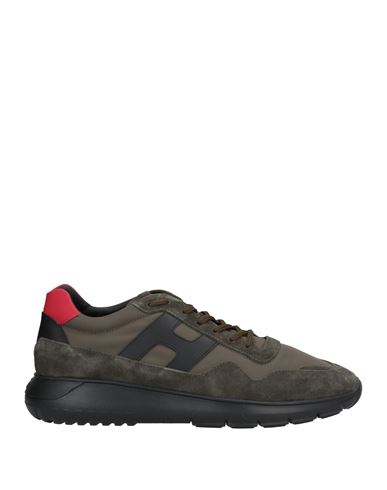 Hogan Man Sneakers Military Green Size 7 Soft Leather, Textile Fibers