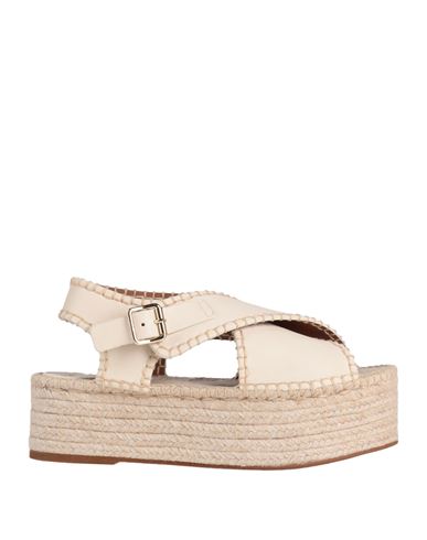 Chloé Woman Espadrilles Ivory Size 10 Soft Leather In White