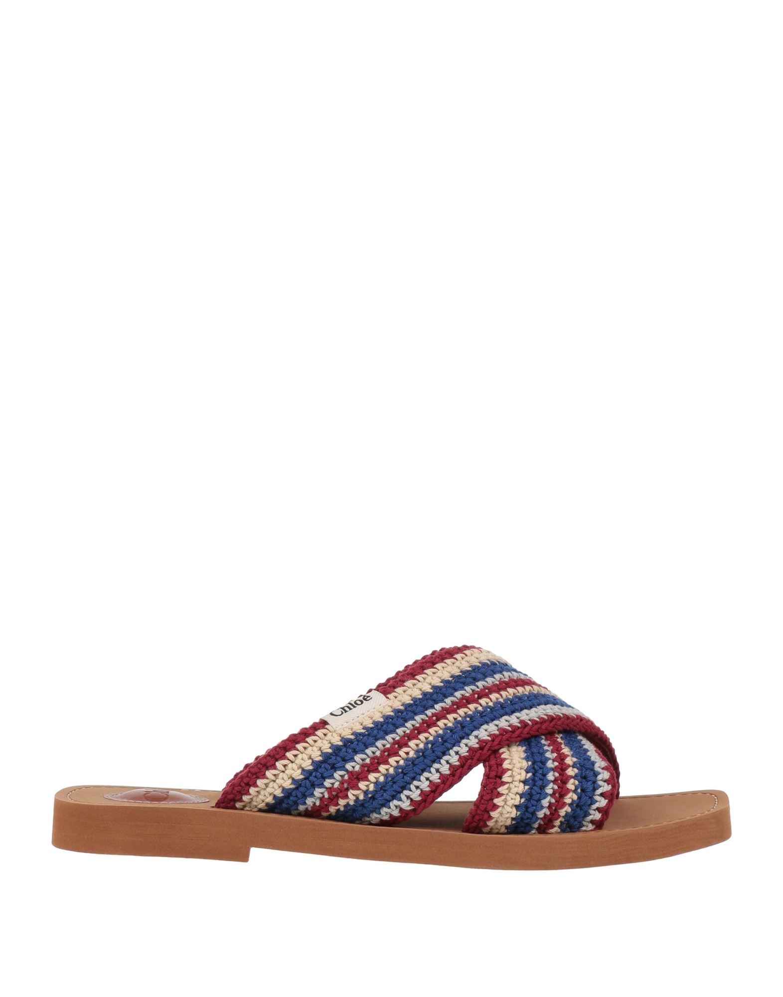 Chloé Multicolor Crochet Woody Flat Sandals In Red