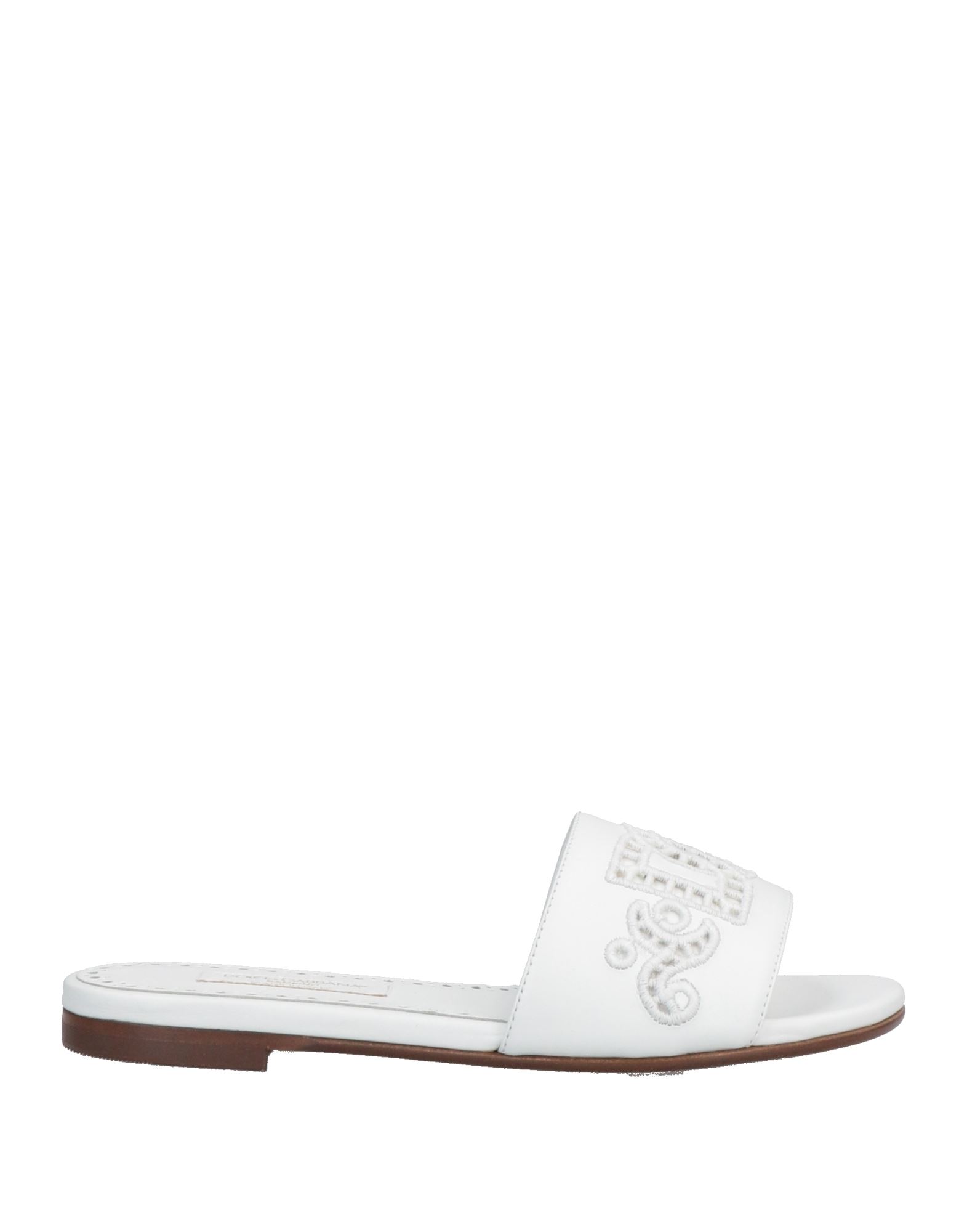 Dolce & Gabbana Embroidered Logo Leather Sandals In White