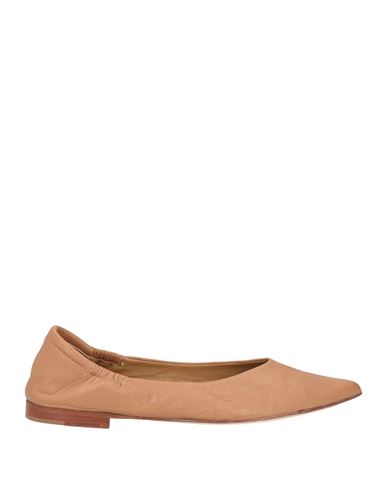 Anna F . Woman Ballet Flats Sand Size 6 Soft Leather In Beige