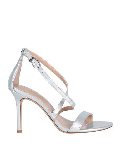 Lauren Ralph Lauren Gabriele Nappa Leather Sandal Woman Sandals Ivory Size 9.5 Soft Leather In Silver