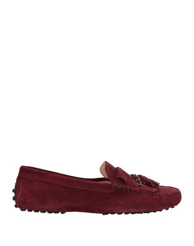 Tod's Woman Loafers Burgundy Size 7 Soft Leather In Red