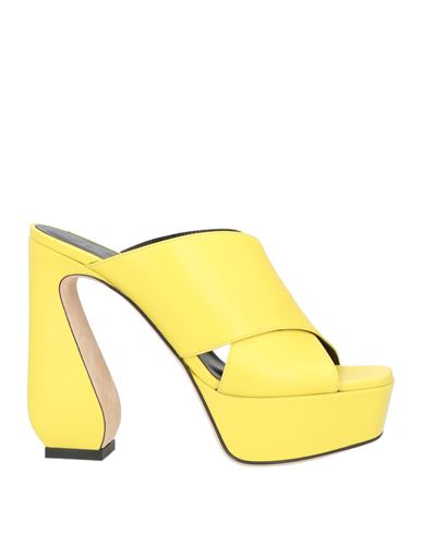Si Rossi By Sergio Rossi Woman Sandals Yellow Size 8 Soft Leather