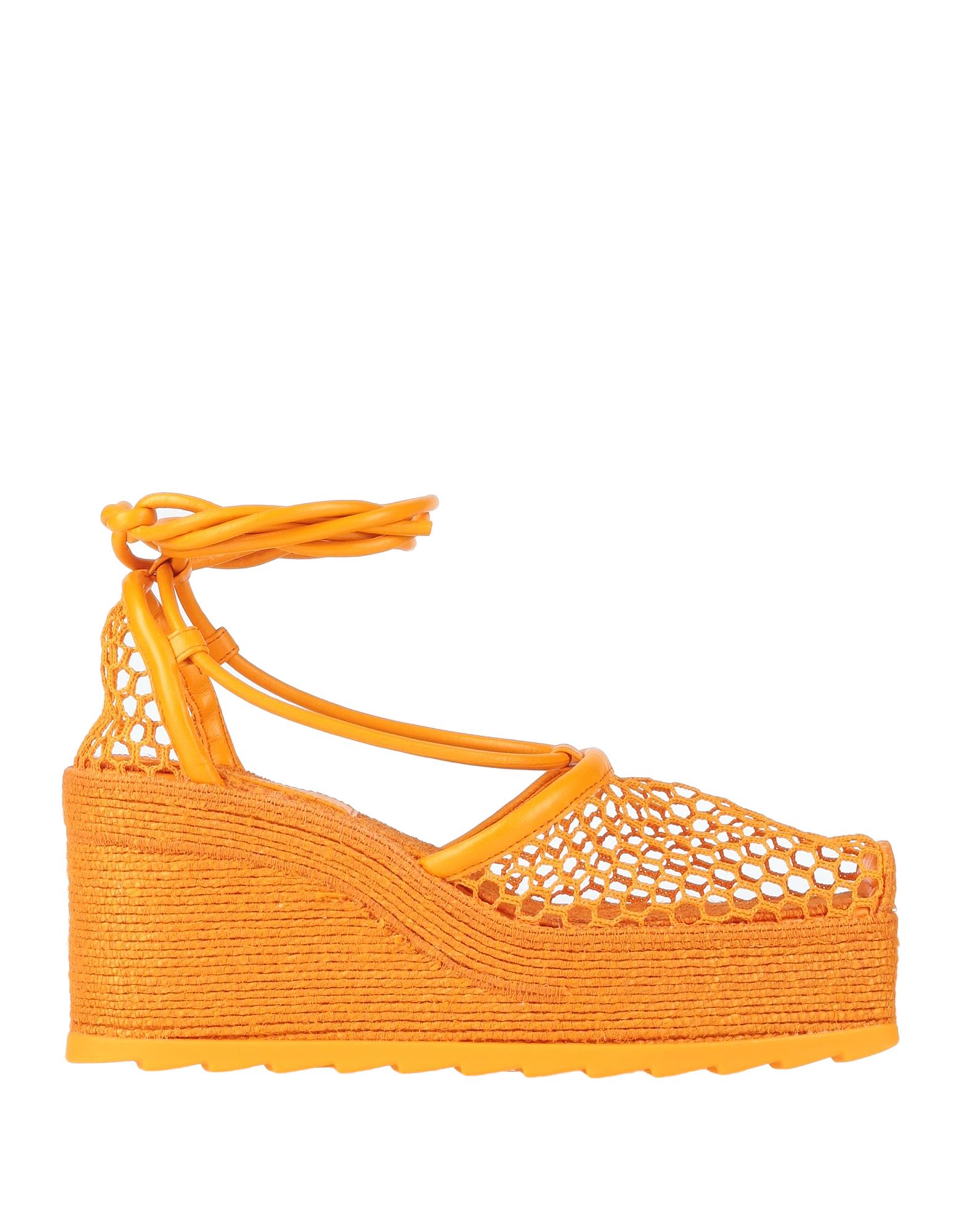 Bottega Veneta Orange Sporty Web Wedge Espadrilles In Orange