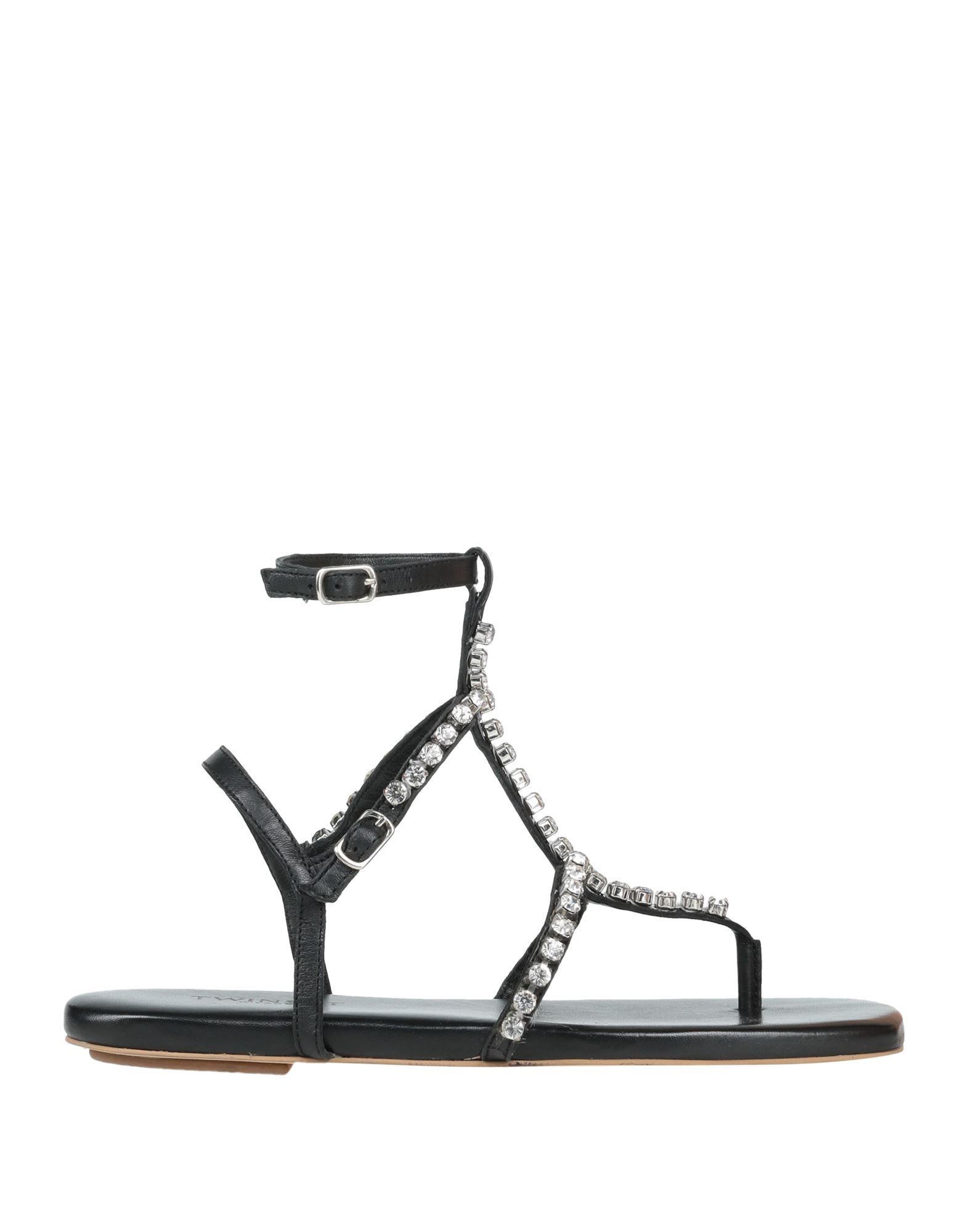 Twinset Toe Strap Sandals In Black