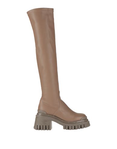 Lemaré Woman Knee Boots Khaki Size 7 Soft Leather In Beige