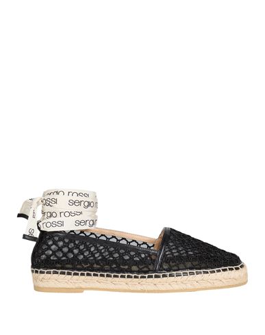 Sergio Rossi Woman Espadrilles Black Size 6 Textile Fibers, Leather In Black