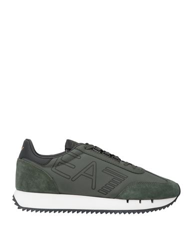 Ea7 Man Sneakers Military Green Size 10.5 Polyamide, Cow Leather, Polyester In Green