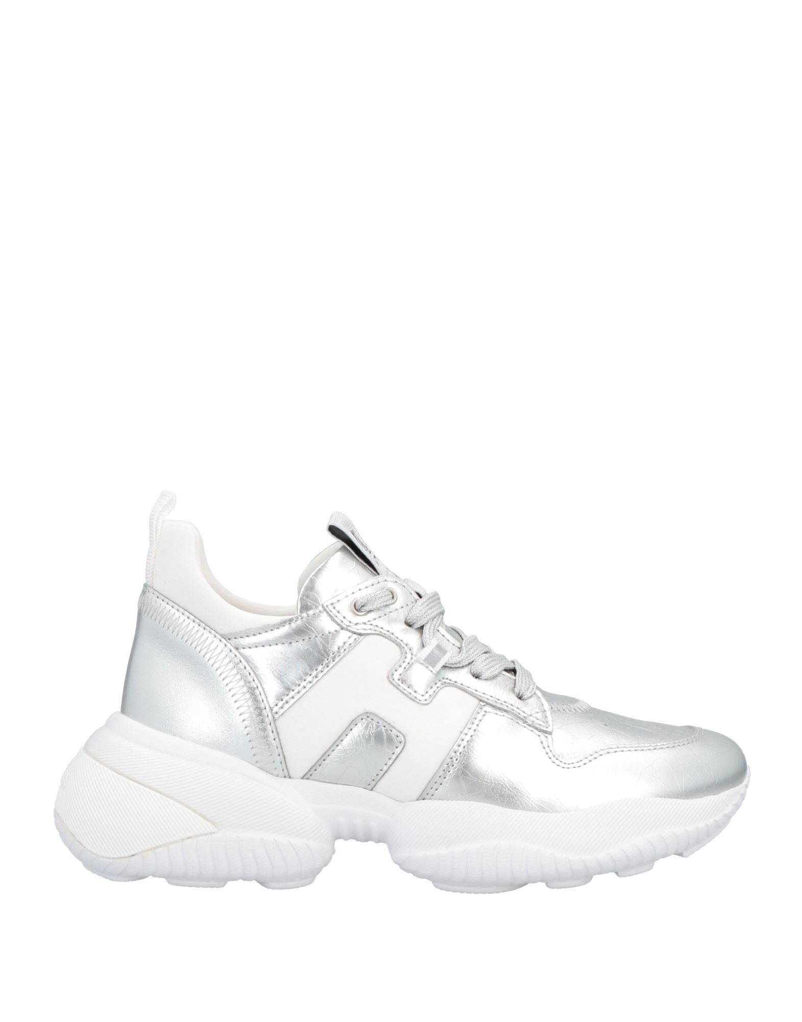 HOGAN HOGAN WOMAN SNEAKERS SILVER SIZE 6.5 SOFT LEATHER