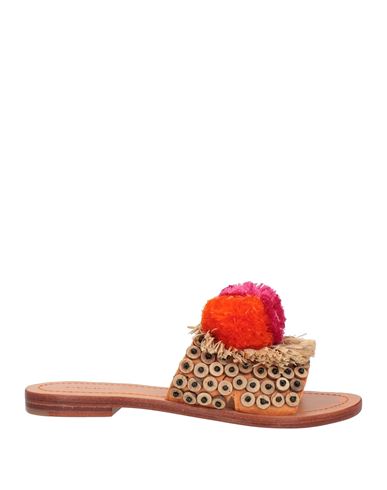 Maliparmi Malìparmi Woman Sandals Apricot Size 7 Textile Fibers In Orange