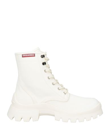 Dsquared2 Woman Ankle Boots Ivory Size 6.75 Textile Fibers In White