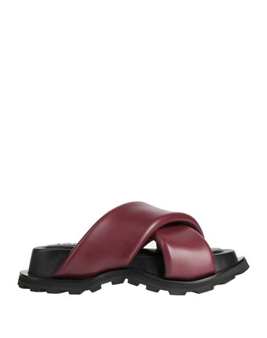 Jil Sander Woman Sandals Burgundy Size 7 Soft Leather In Red