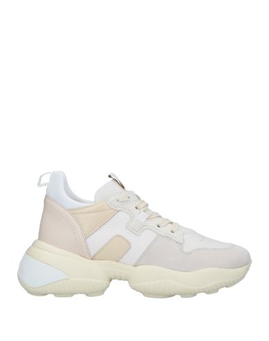 HOGAN HOGAN WOMAN SNEAKERS LIGHT GREY SIZE 6.5 LEATHER, TEXTILE FIBERS 
