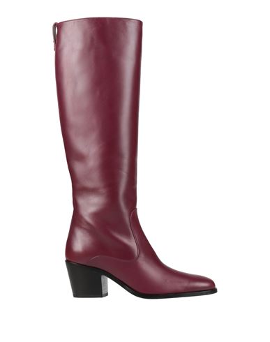 Tod's Woman Boot Burgundy Size 7.5 Calfskin In Red