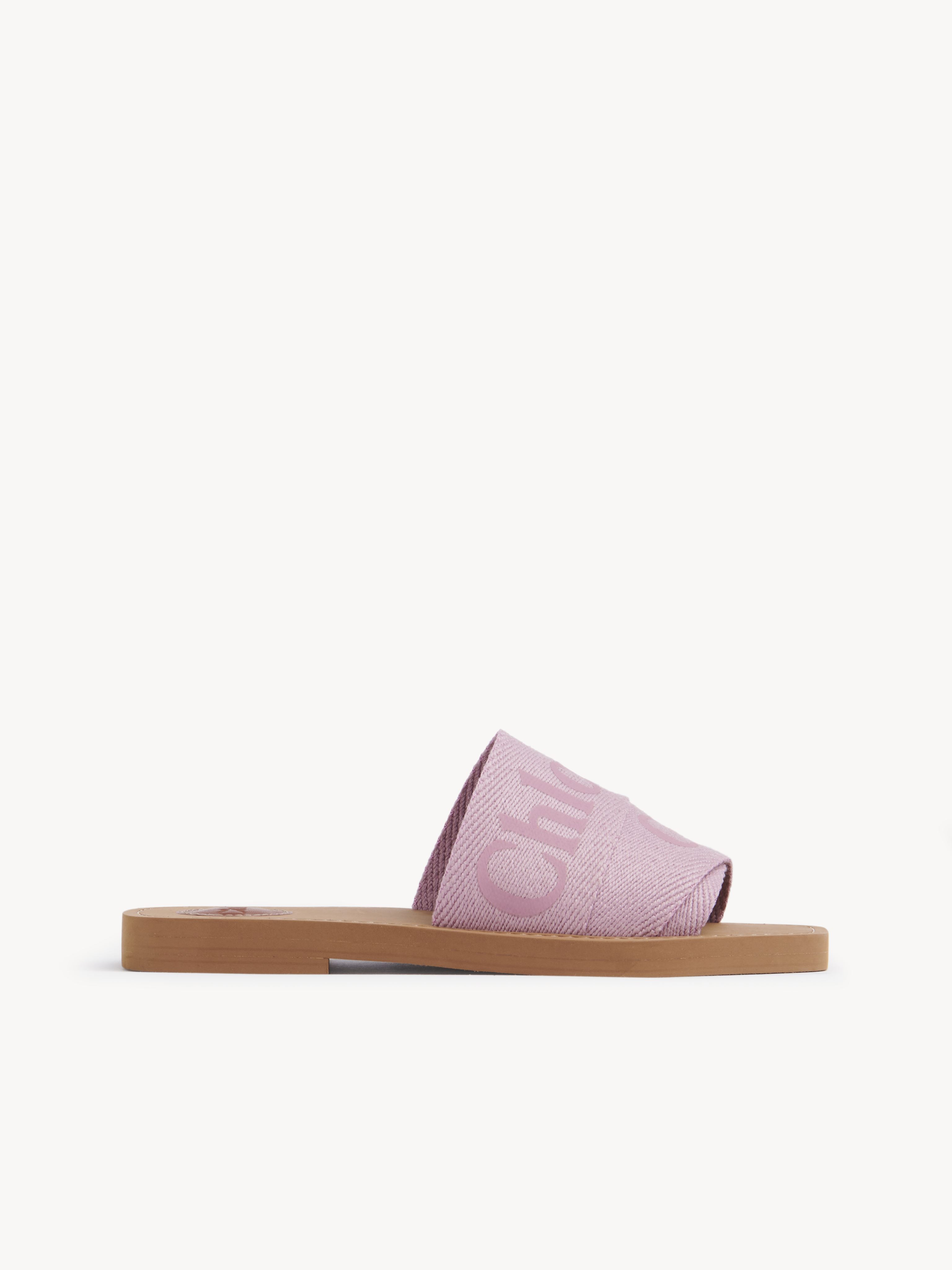 Chloé Woody Logo Velvet Slide Sandal In Pink