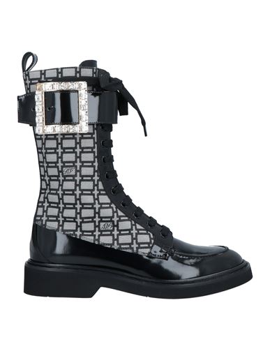 Roger Vivier Woman Ankle Boots Grey Size 6.5 Leather, Textile Fibers