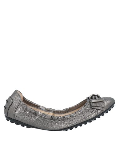 Tod's Woman Ballet Flats Lead Size 6 Soft Leather In Grey
