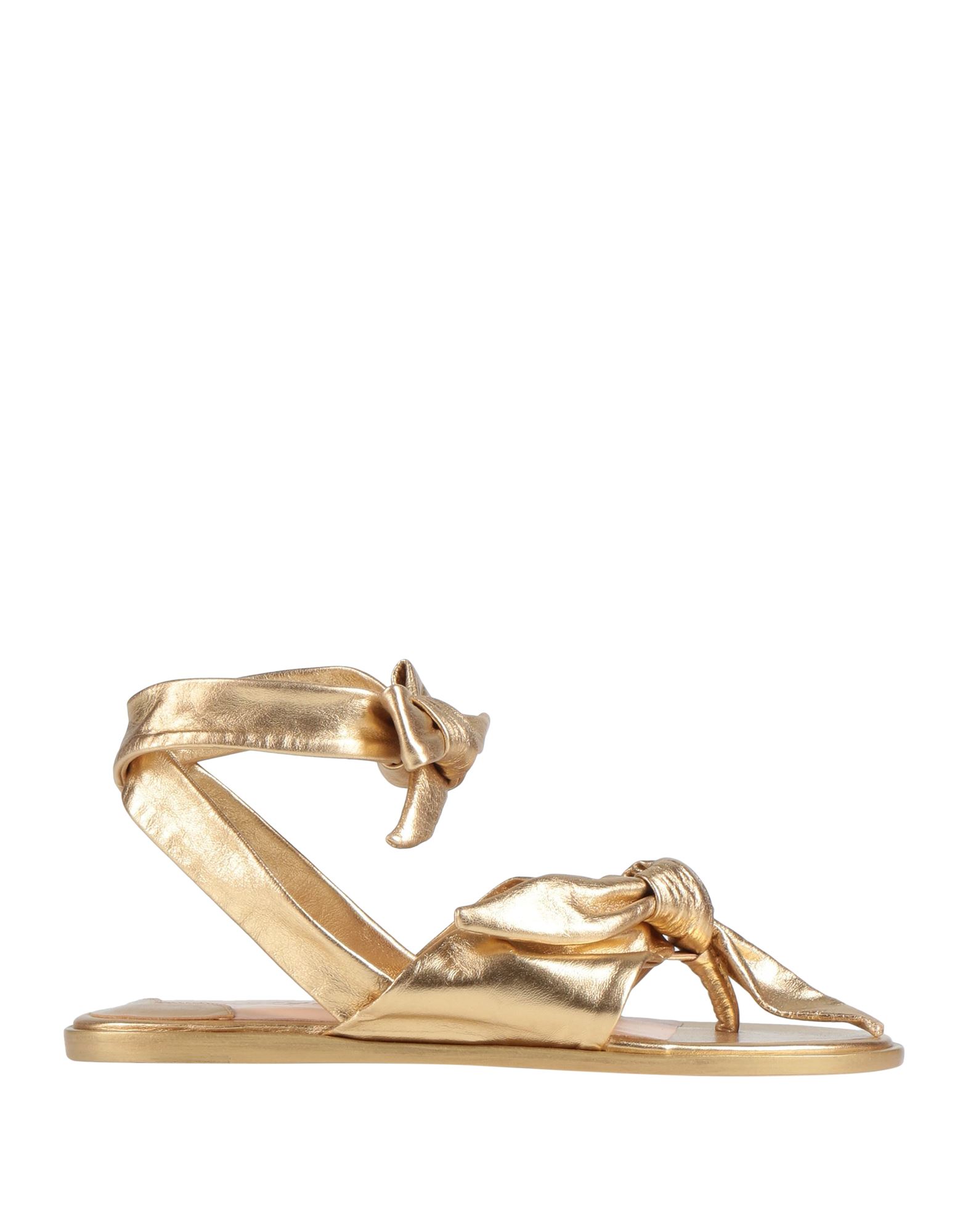Gold & Rouge Toe Strap Sandals In Gold