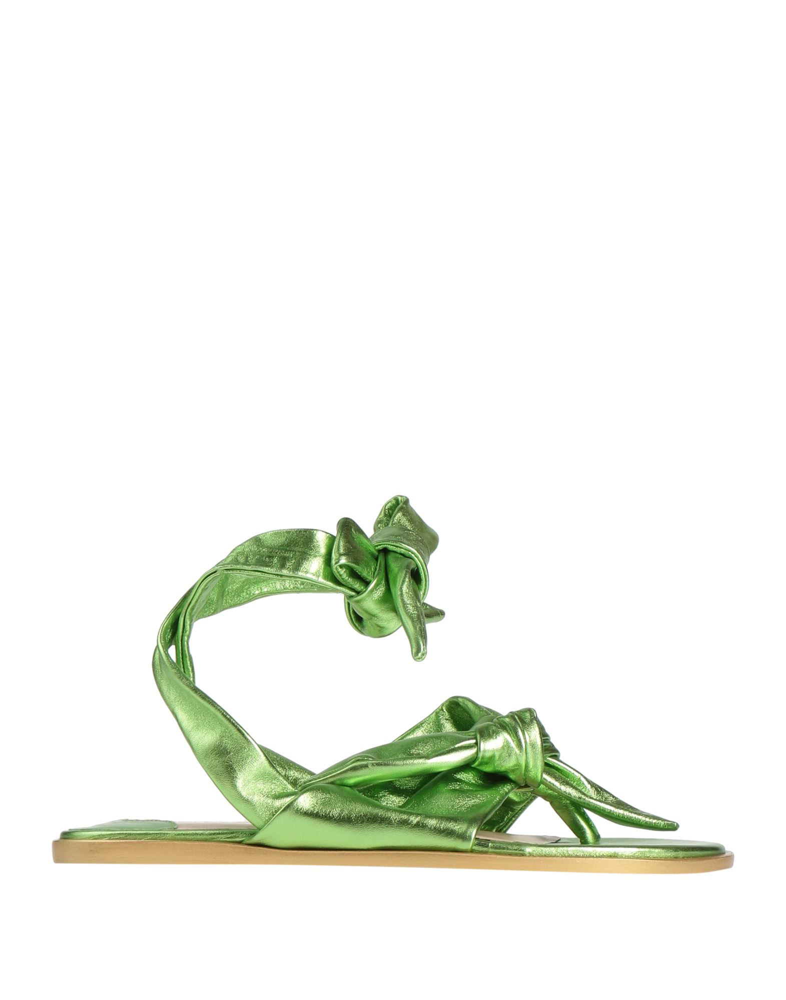 Gold & Rouge Toe Strap Sandals In Green