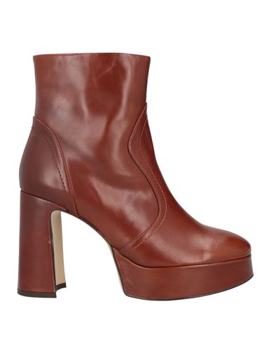 Bruno Premi Woman Ankle Boots Tan Size 10 Bovine Leather In Brown