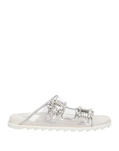 Roger Vivier Woman Sandals Transparent Size 6 Leather, Textile Fibers In Transparent