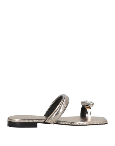 Donnari Donnarì Woman Toe Strap Sandals Platinum Size 7 Soft Leather In Gold