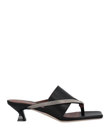 Evaluna Woman Toe Strap Sandals Black Size 10 Calfskin