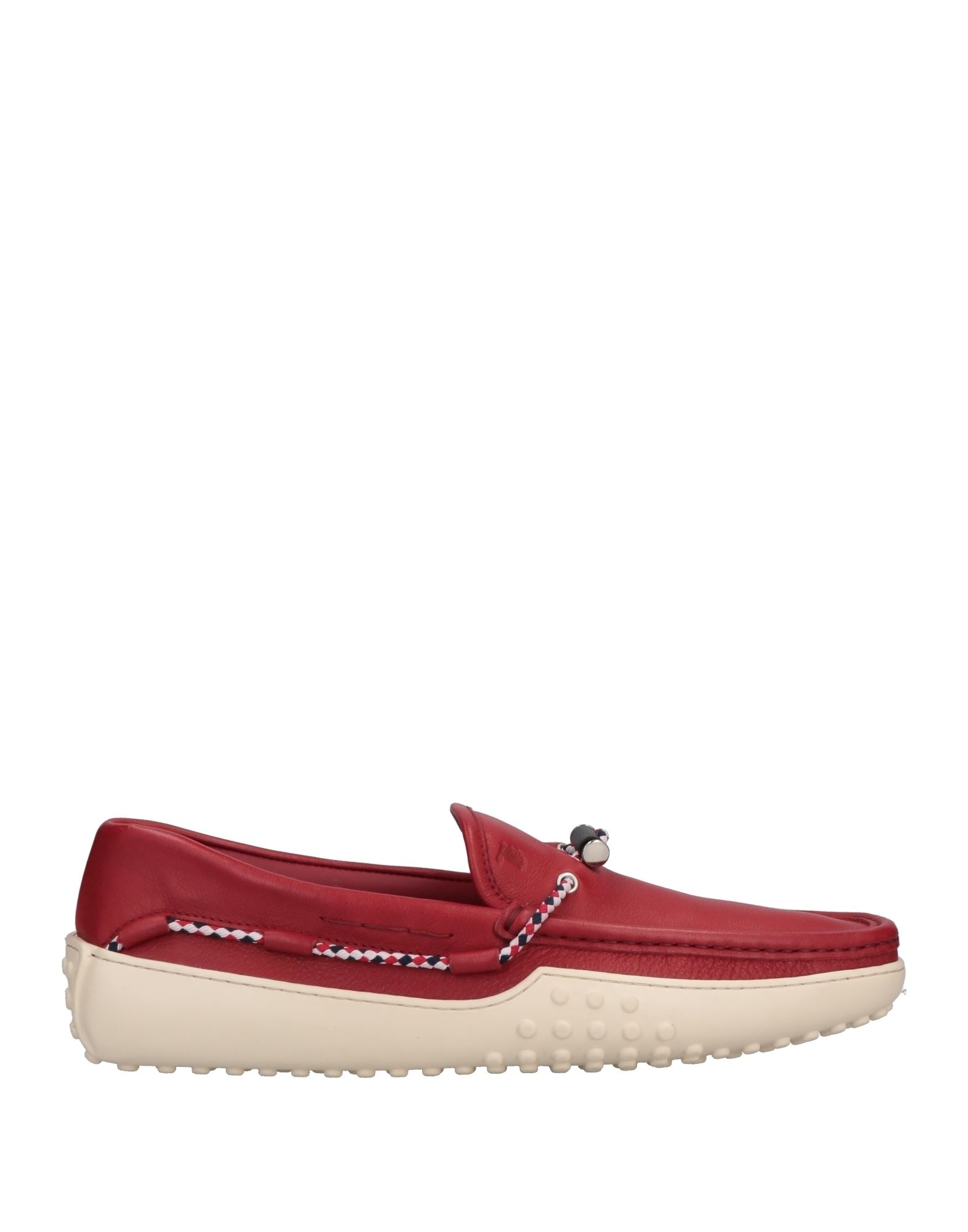Tod's Man Loafers Burgundy Size 9 Soft Leather In Red