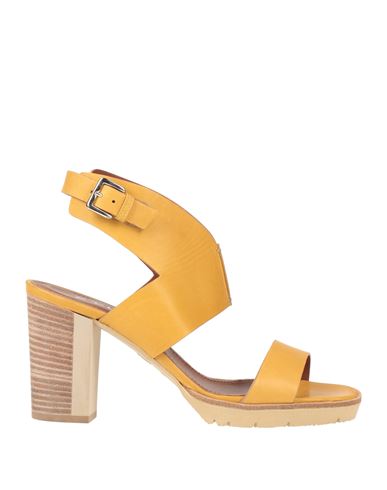 E'clat Woman Sandals Ocher Size 10 Calfskin In Yellow
