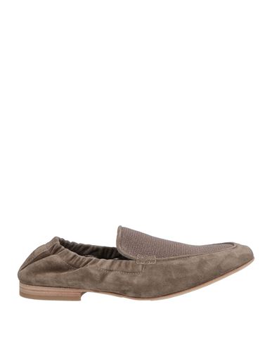 Brunello Cucinelli Woman Loafers Khaki Size 10 Soft Leather In Beige