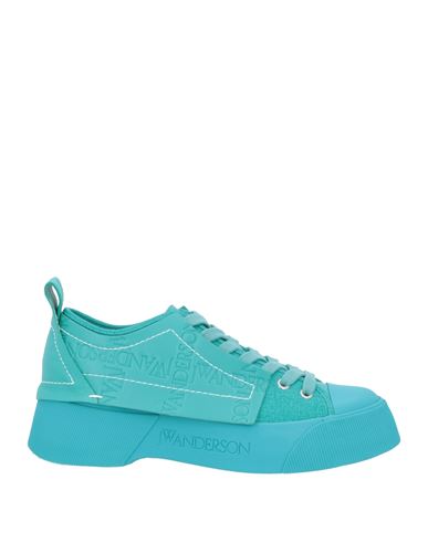 Shop Jw Anderson Man Sneakers Turquoise Size 8 Soft Leather, Textile Fibers In Blue