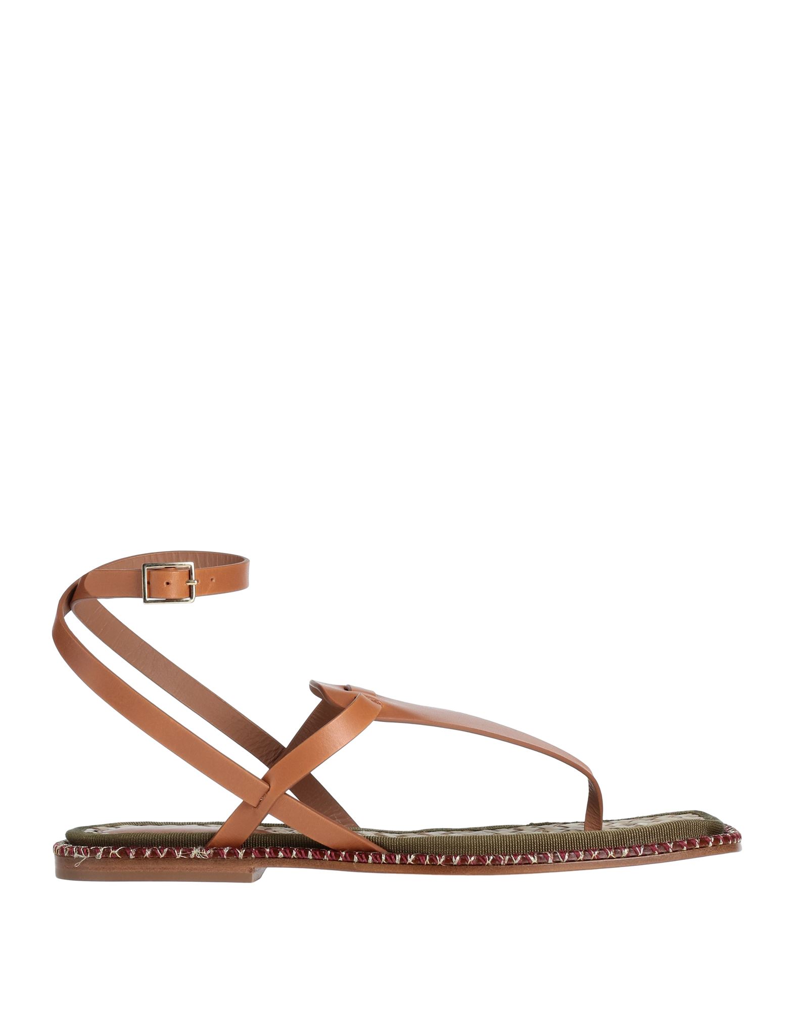 Paola D'arcano Toe Strap Sandals In Brown