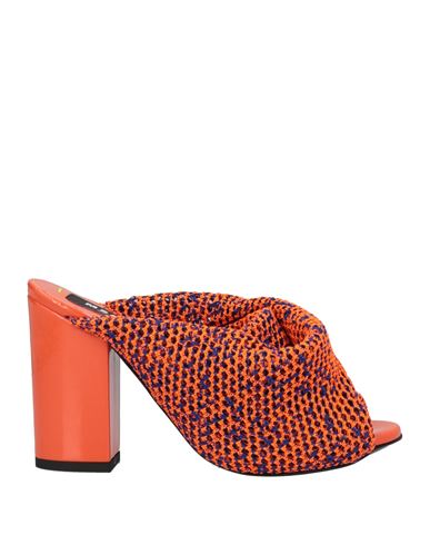 Msgm Woman Sandals Orange Size 8 Textile Fibers